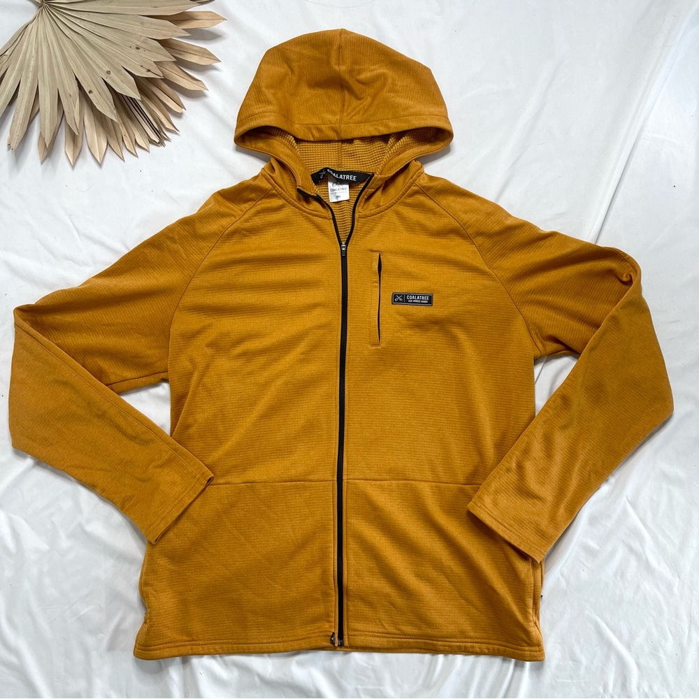 Coalatree Baseline Midlayer Textured Full Zip Gold Yellow Hooded Jacket Size 2XL